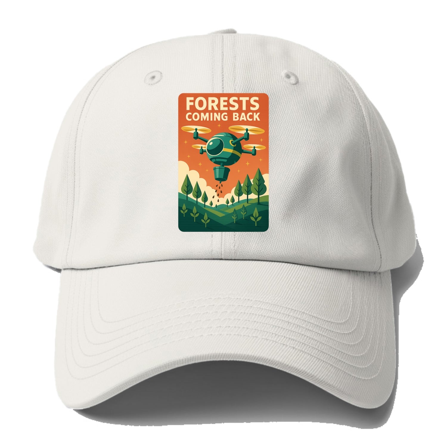 Reforestation drone planting millions of trees - "Forests Coming Back" - nature - Baseball Cap - Off White