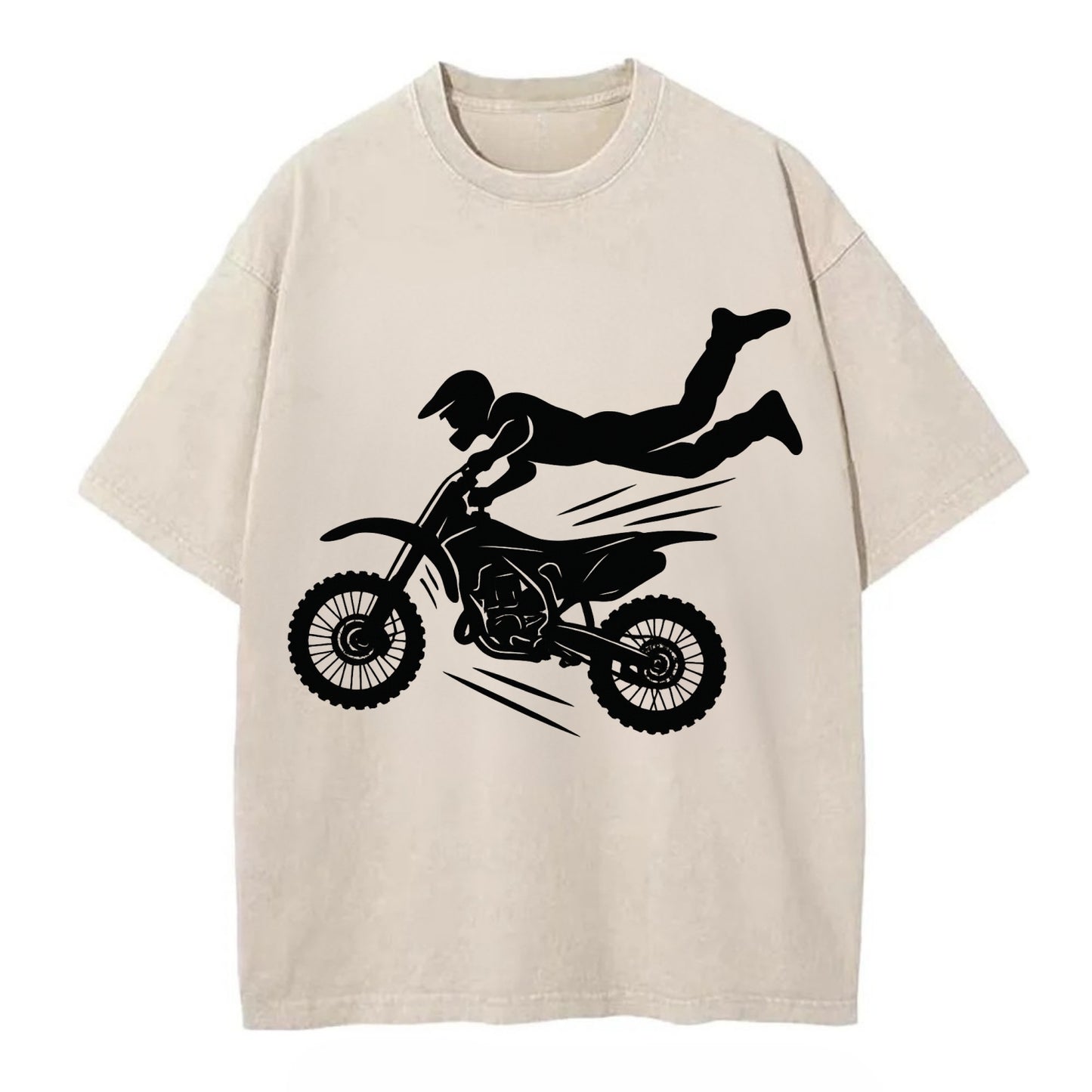 Motocross rider airborne trick - Vintage T-shirt - Off White