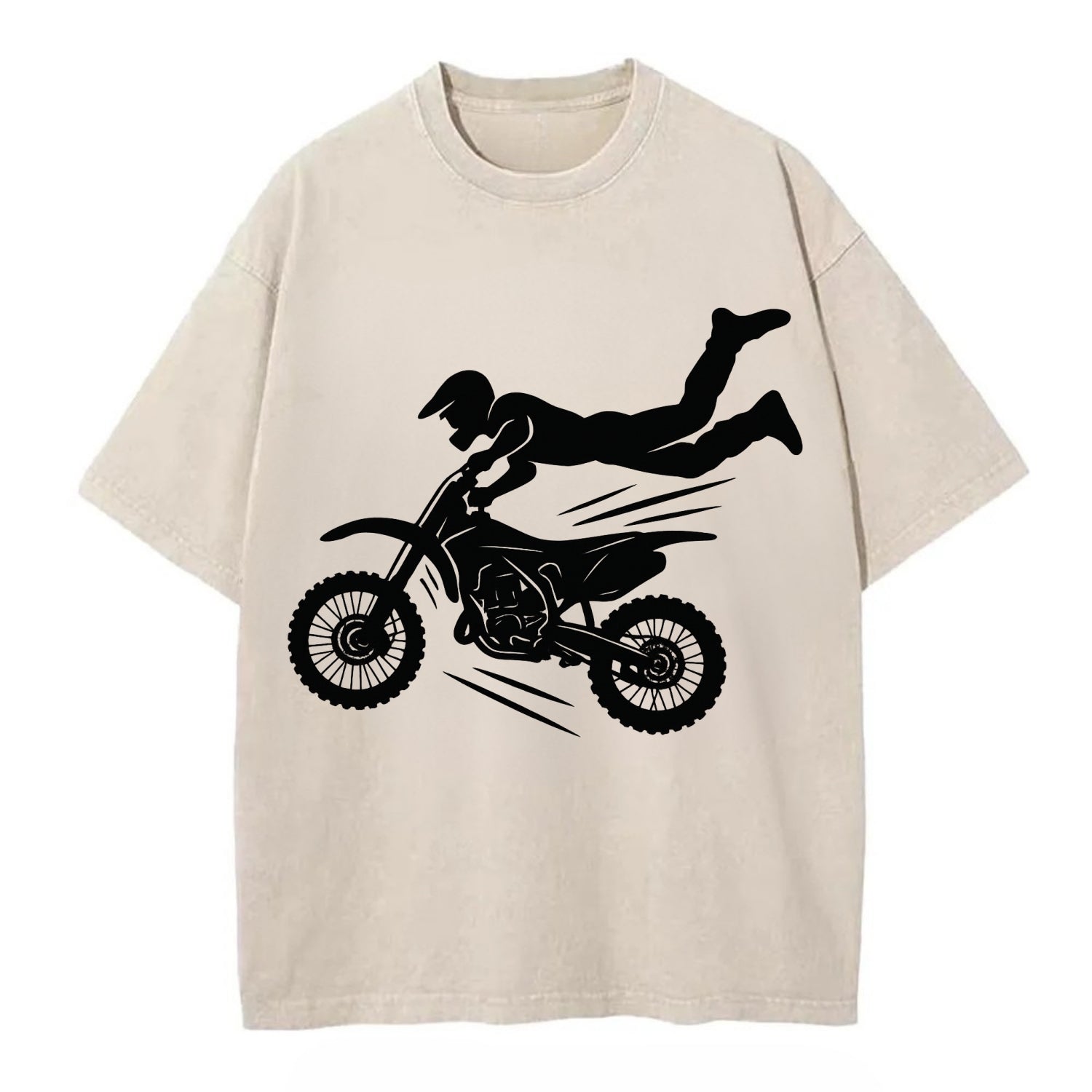 Motocross rider airborne trick - Vintage T-shirt - Off White