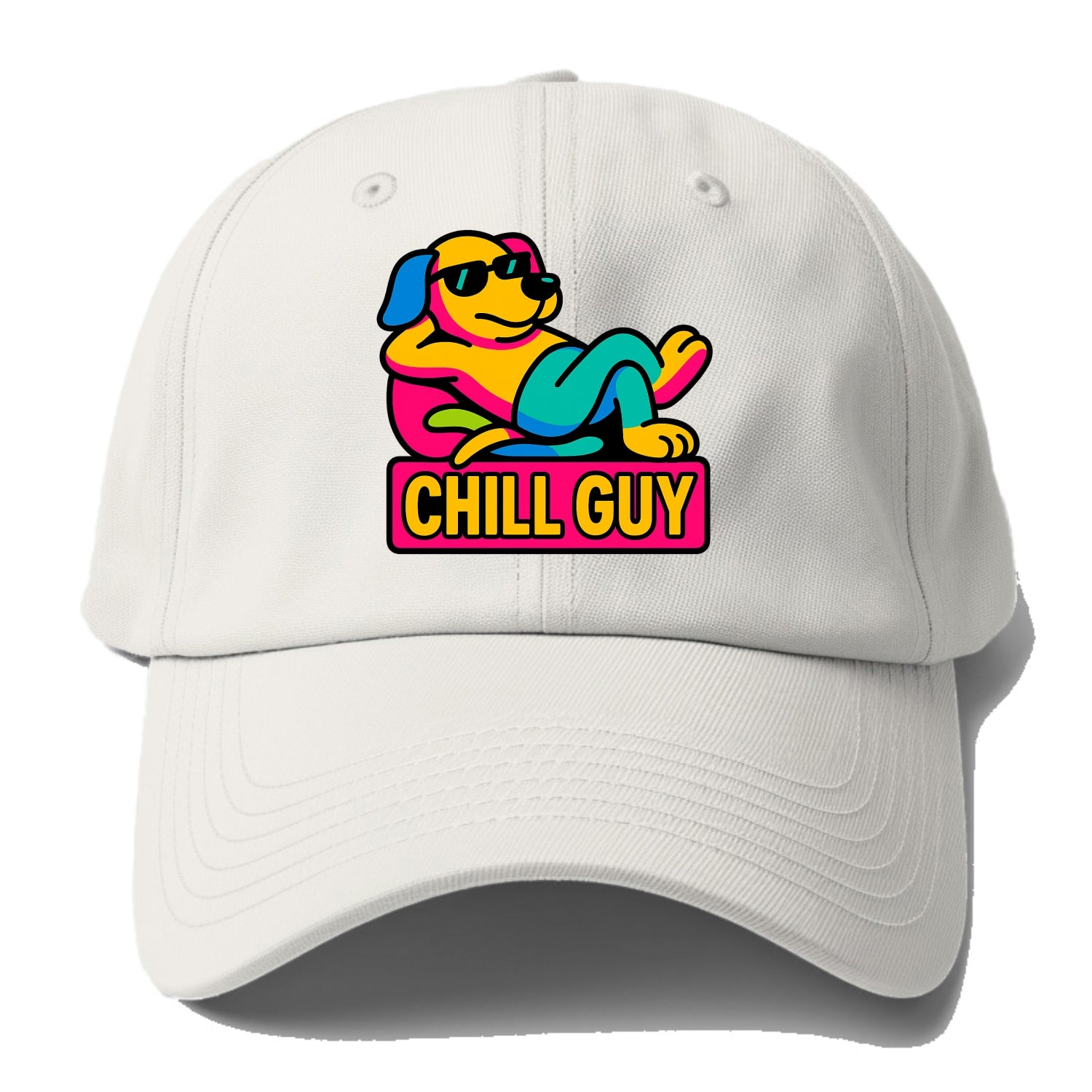 Super relaxed dog character lounging unbothered - "Chill Guy" meme - Baseball Cap For Big Heads - Off White