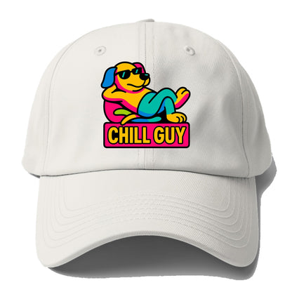 Super relaxed dog character lounging unbothered - "Chill Guy" meme - Baseball Cap For Big Heads - Off White