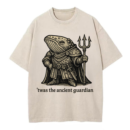 Whale Ancient Guardian  - Vintage T-shirt - Off White