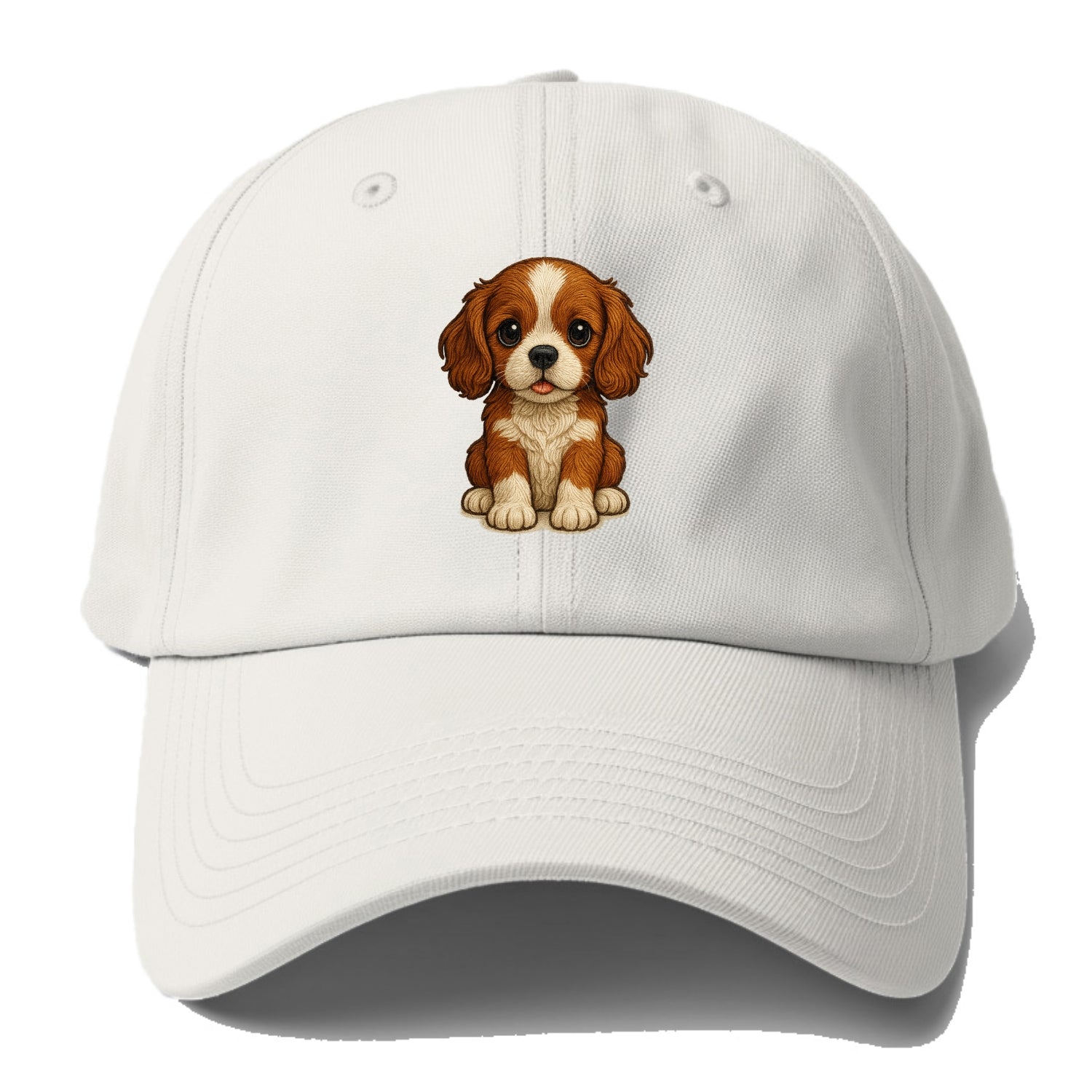 Baby Cavalier King Charles Spaniel Puppy - silky ears, gentle eyes, - Baseball Cap For Big Heads - Off White