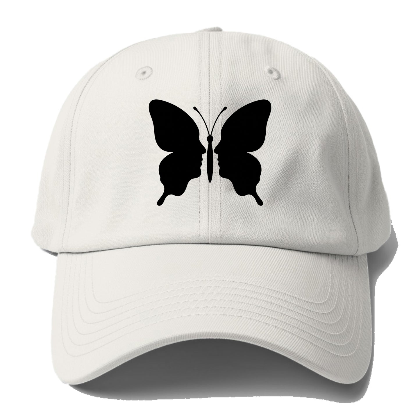 Butterfly wings - negative space reveals hidden faces or patterns - Baseball Cap For Big Heads - Off White