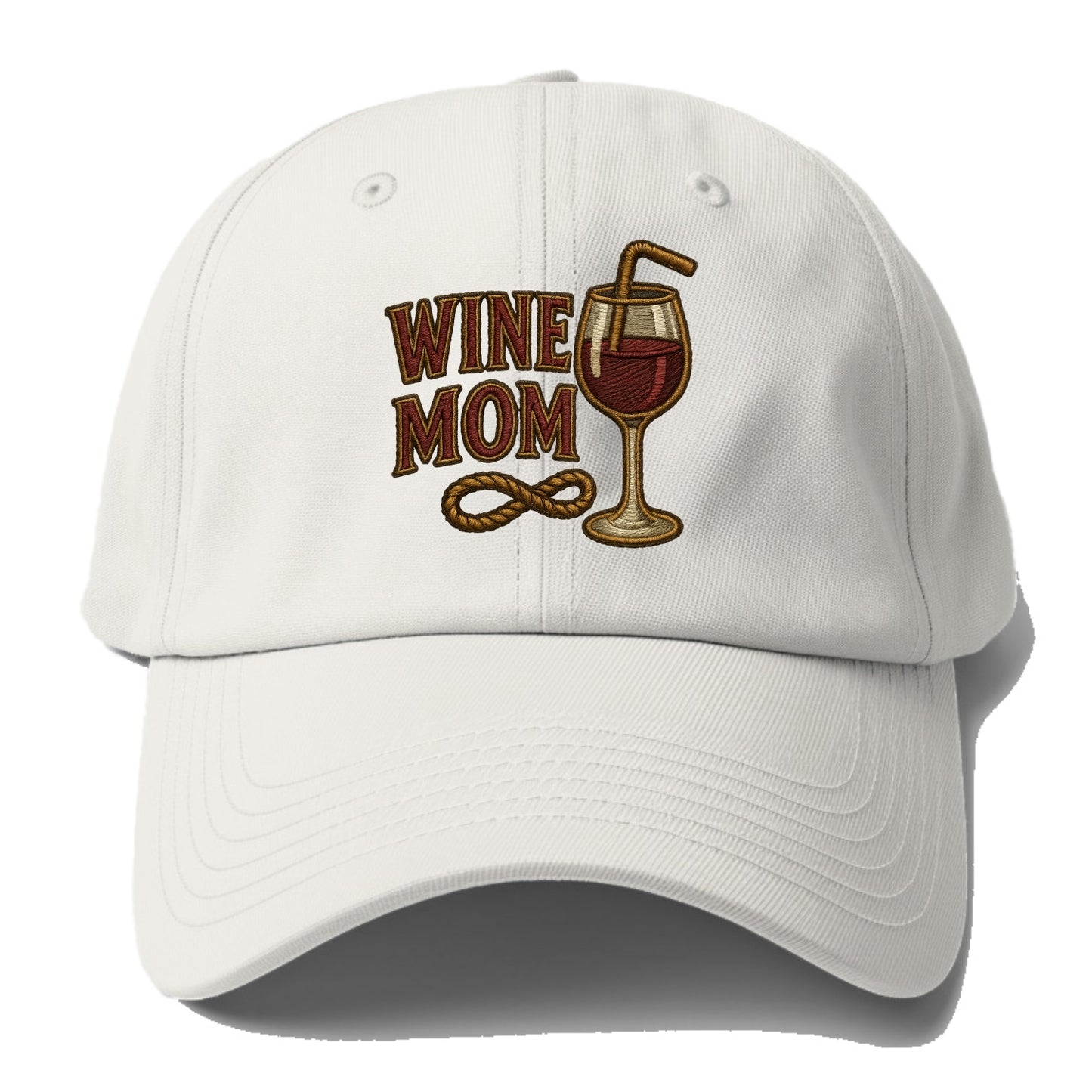 Wine Mom  - Baseball Cap For Big Heads - Off White