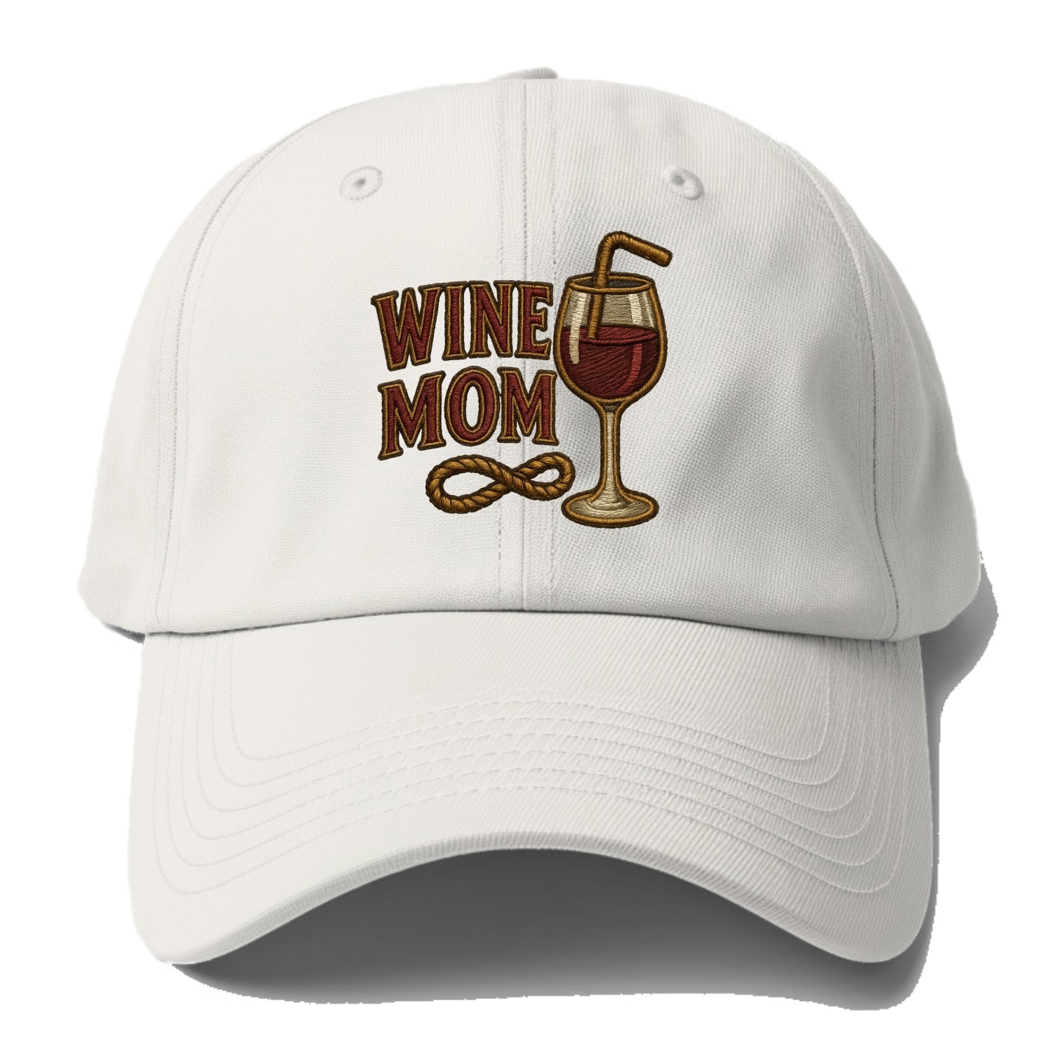 Wine Mom  - Baseball Cap For Big Heads - Off White