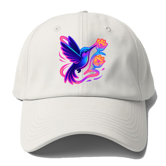 Hummingbird delivering miniature love letters tucked inside flower - Baseball Cap For Big Heads - Off White