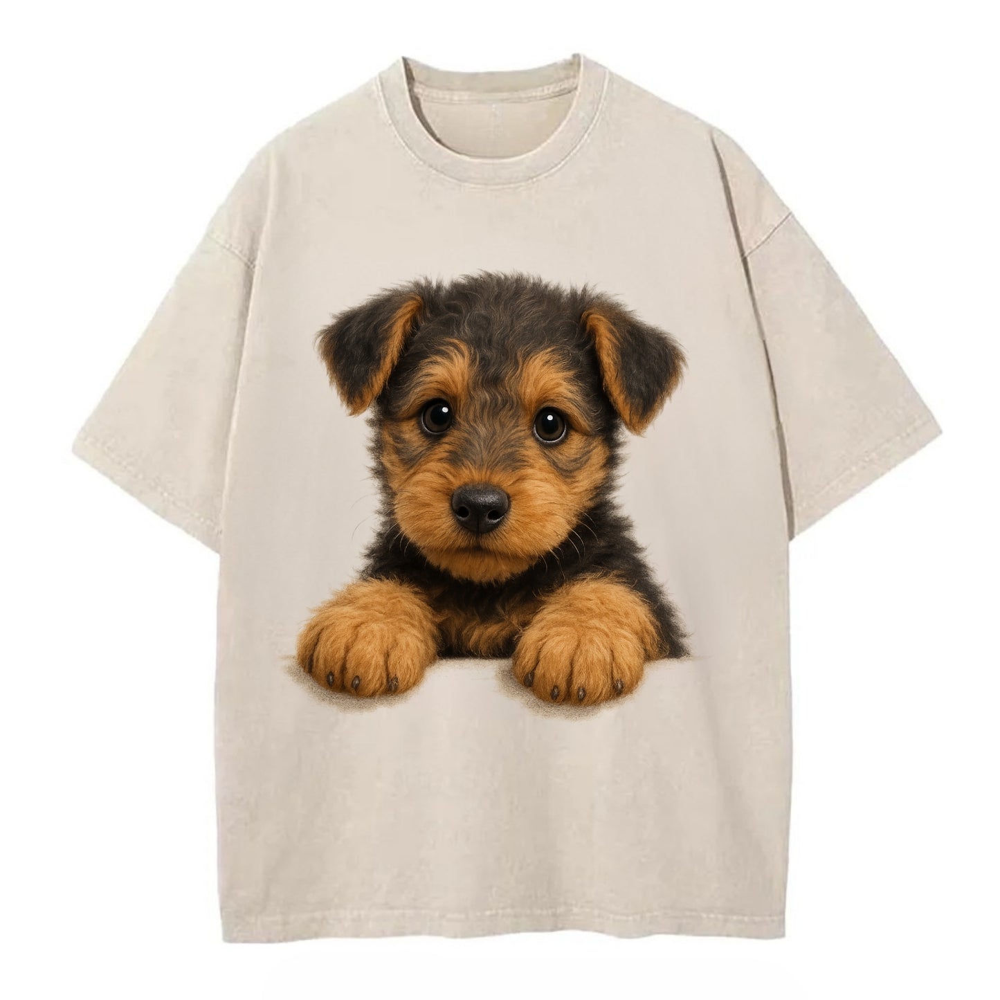 Airedale Terrier  - Vintage T-shirt - Off White