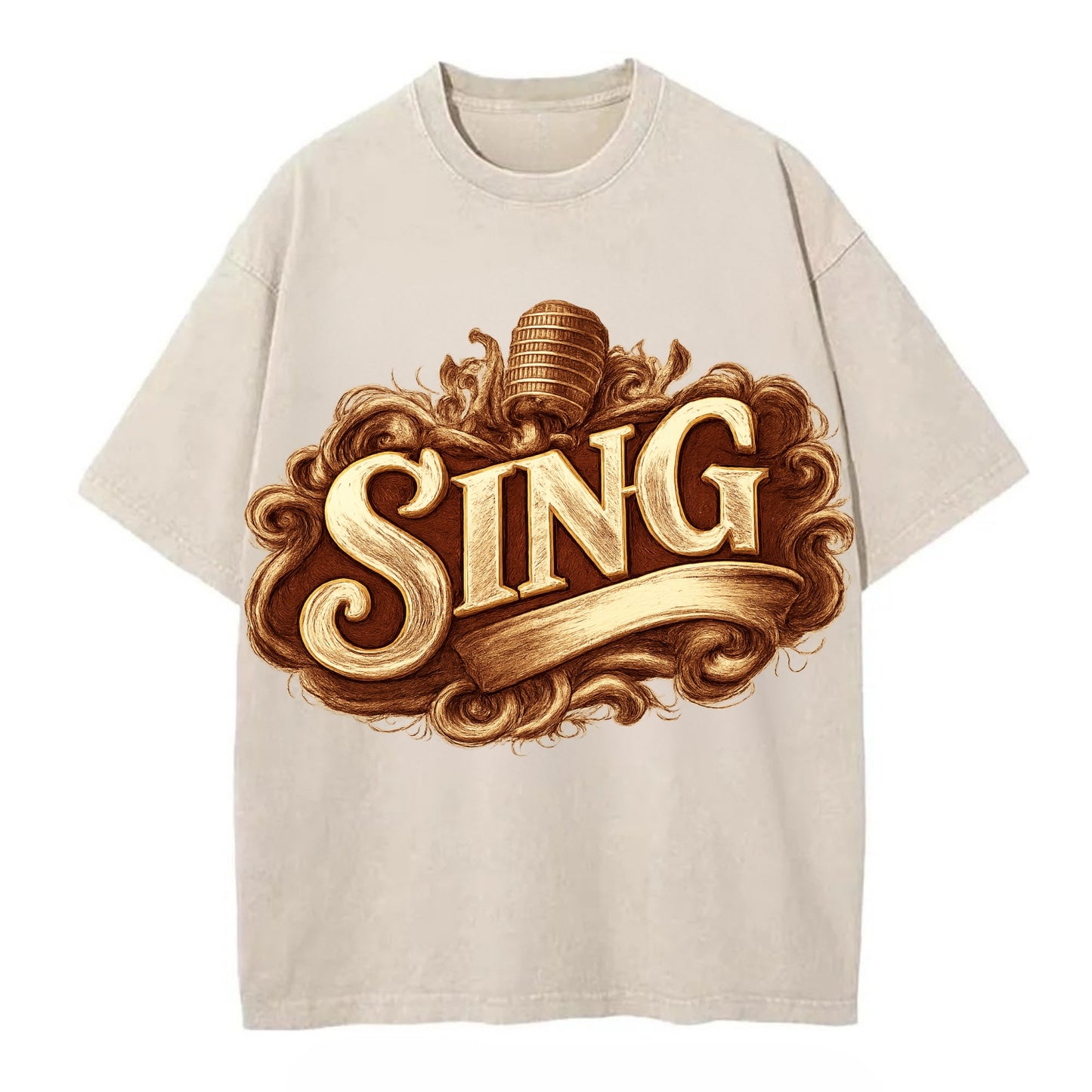 Bold typography design - "SING" - vocal expression, musical soul - Vintage T-shirt - Off White
