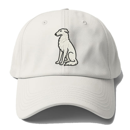 Borzoi - White embroidered sitting pose - Baseball Cap - Off White