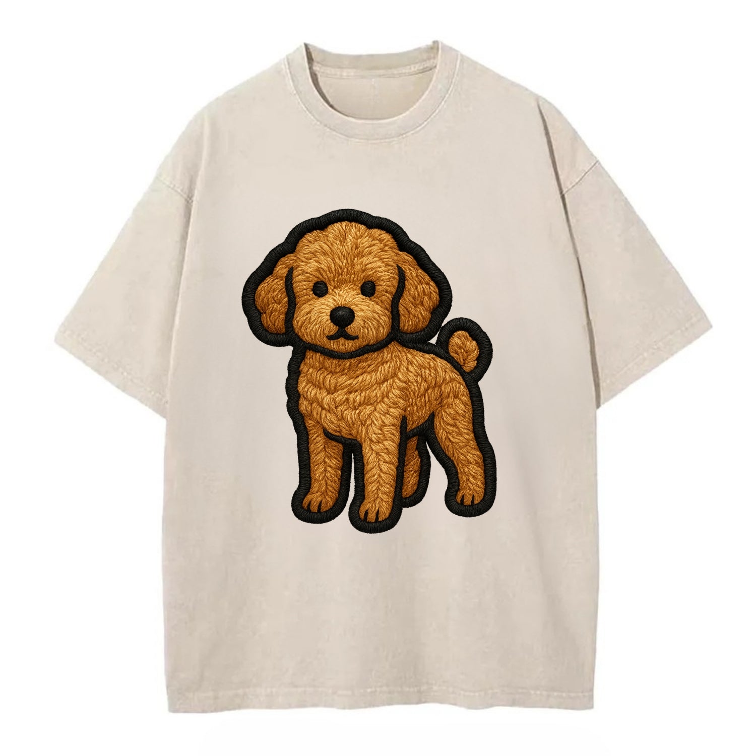 Toy Poodle - Trendy miniature design wit - Vintage T-shirt - Off White