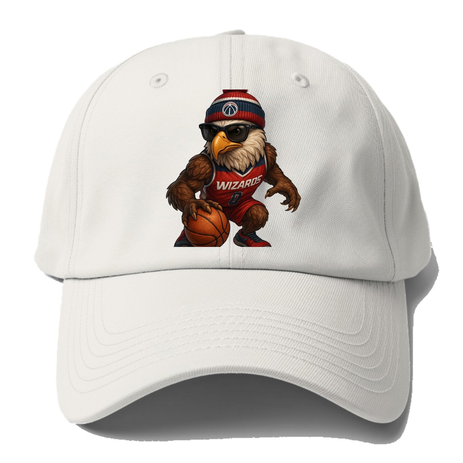 DC Eagle wearing Wizards red white and blue beanie with monument patch - Baseball Cap For Big Heads - Off White