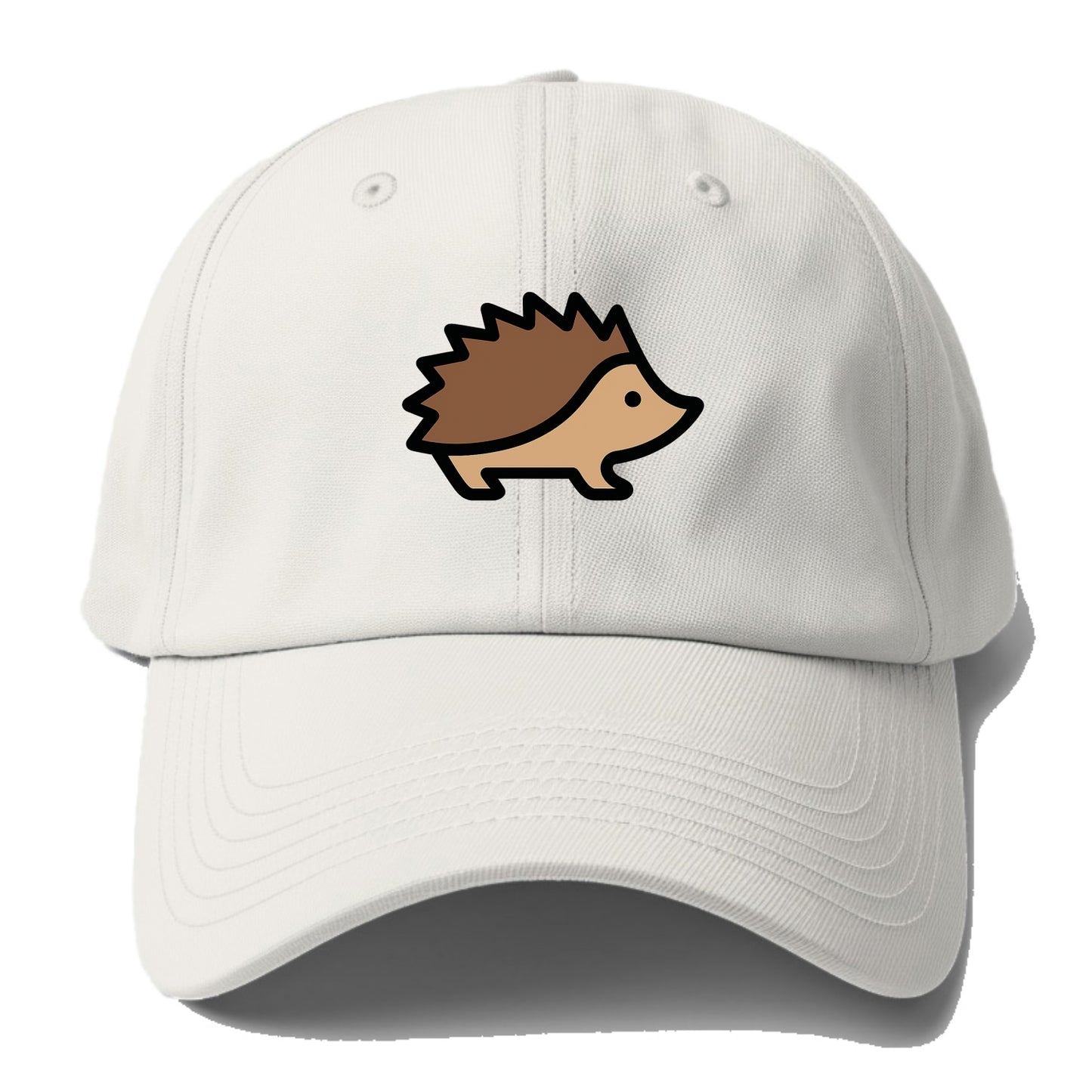 Hedgehog - Brown spiky back flat side profile - Baseball Cap For Big Heads - Off White