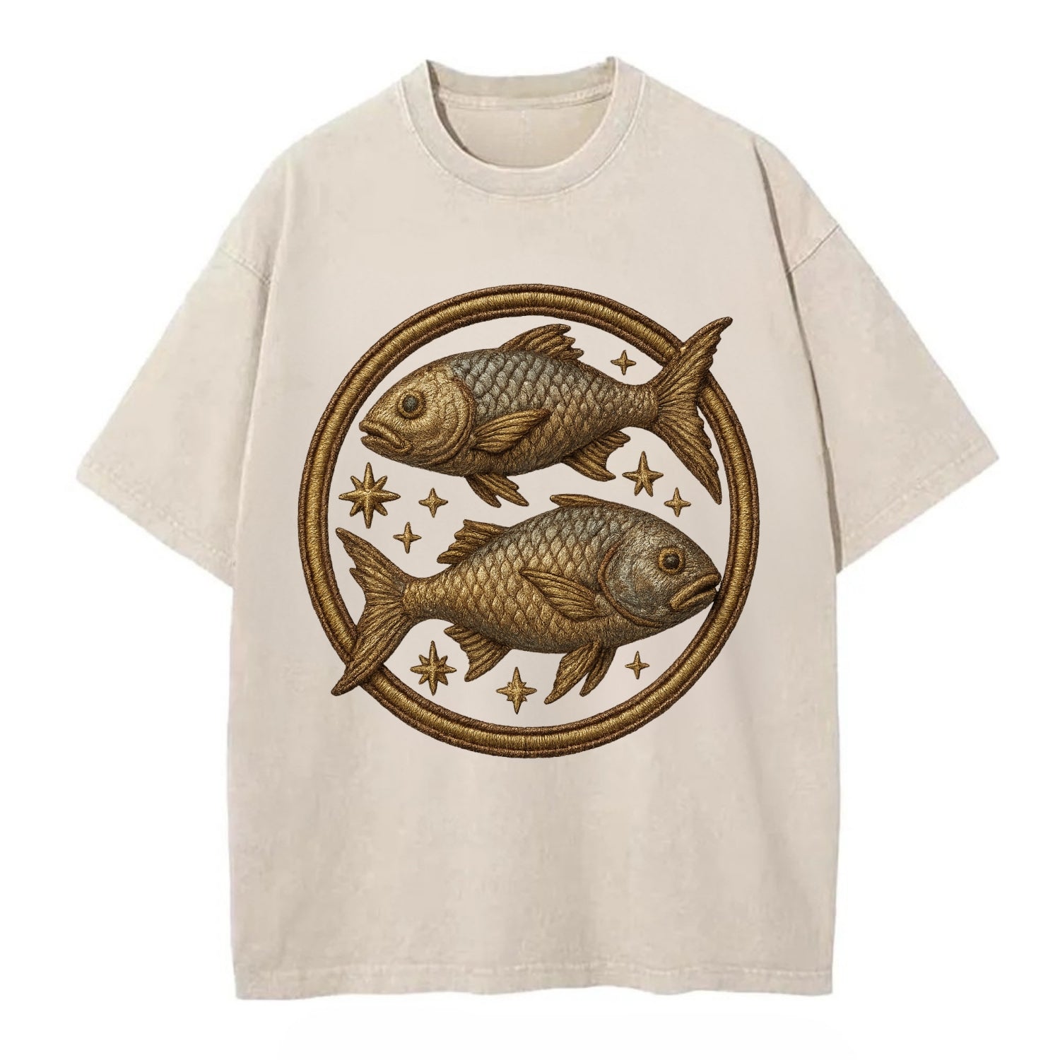 Pisces Fish  - Vintage T-shirt - Off White