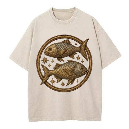 Pisces Fish  - Vintage T-shirt - Off White