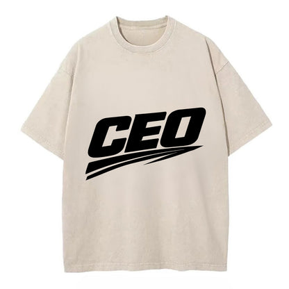 Bold typography design - "CEO" - chief executive, running things - Vintage T-shirt - Off White