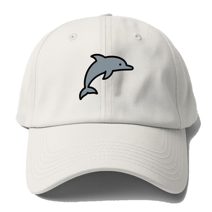 Bottlenose Dolphin - Gray jumping pose flat side profile - Baseball Cap For Big Heads - Off White