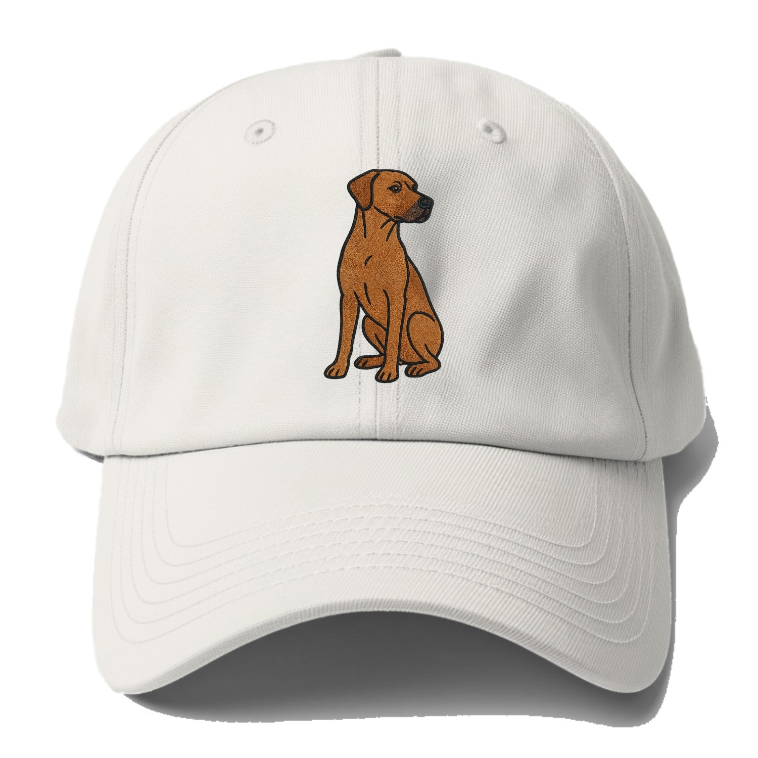 Rhodesian Ridgeback - Red wheaten embroidered pose - Baseball Cap For Big Heads - Off White