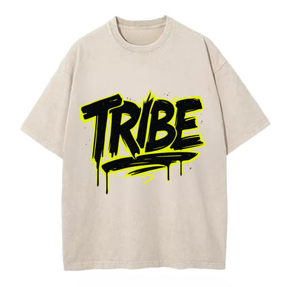 Bold typography design - "TRIBE" - your community, your group - Vintage T-shirt - Off White