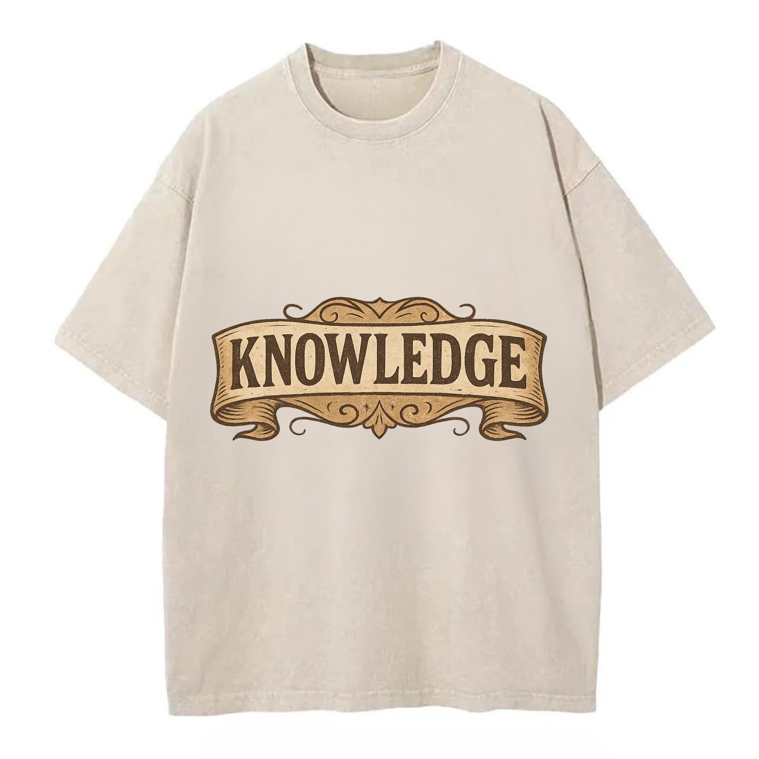 Bold typography design - "KNOWLEDGE" - learning, understanding - Vintage T-shirt - Off White