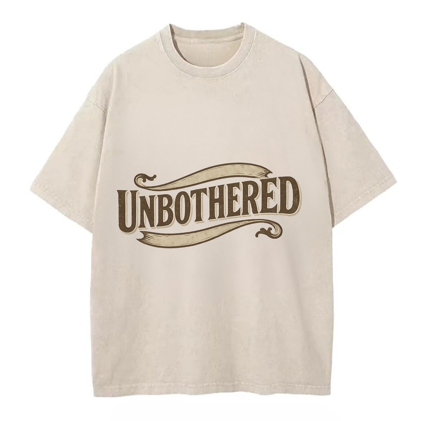 Bold typography design - "UNBOTHERED" - not affected, staying calm - Vintage T-shirt - Off White