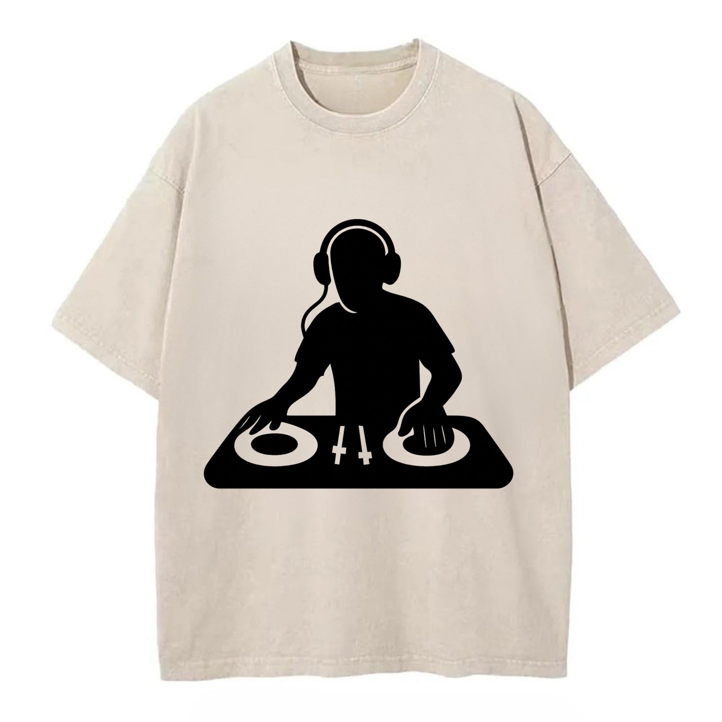 DJ with turntables and headphones - Vintage T-shirt - Off White