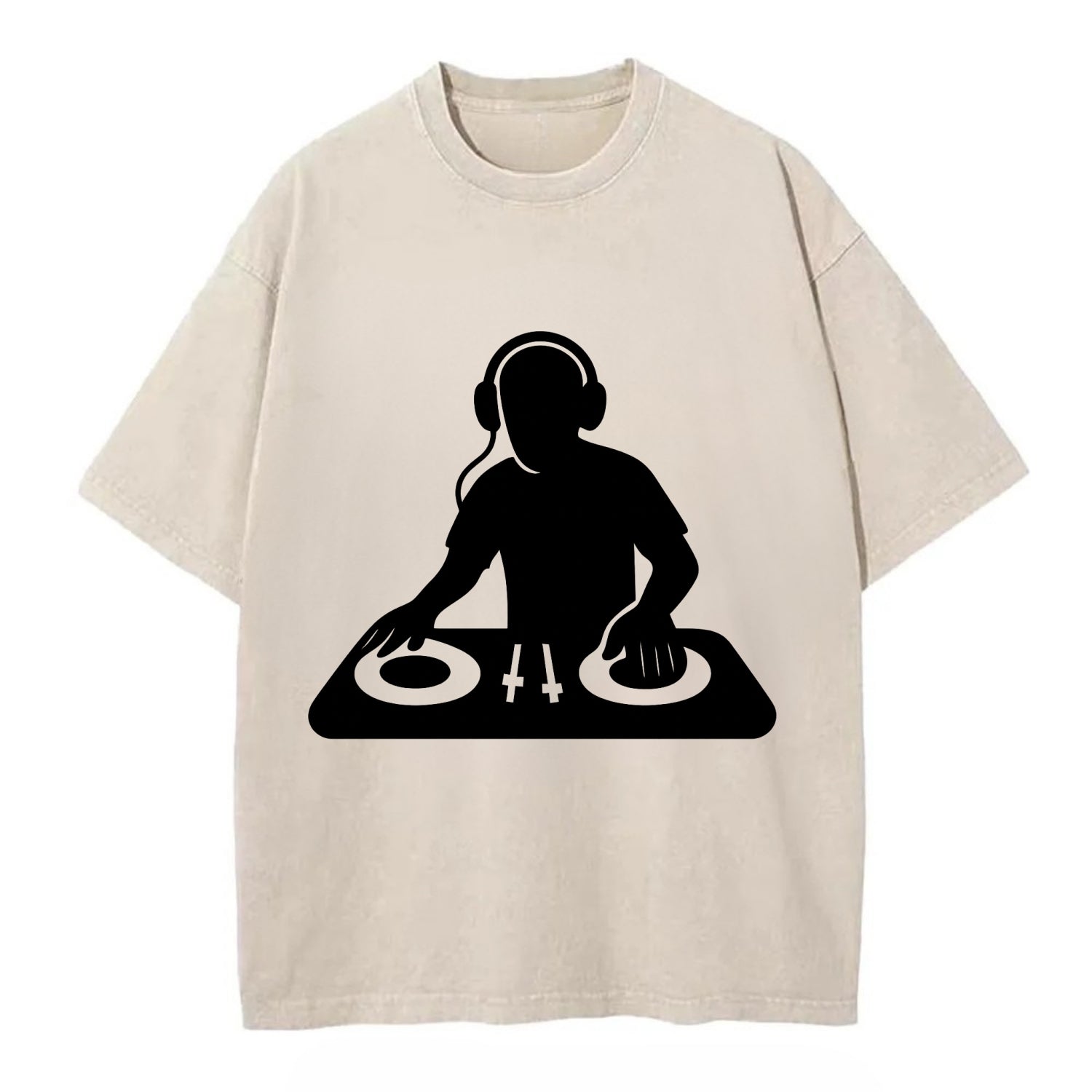 DJ with turntables and headphones - Vintage T-shirt - Off White