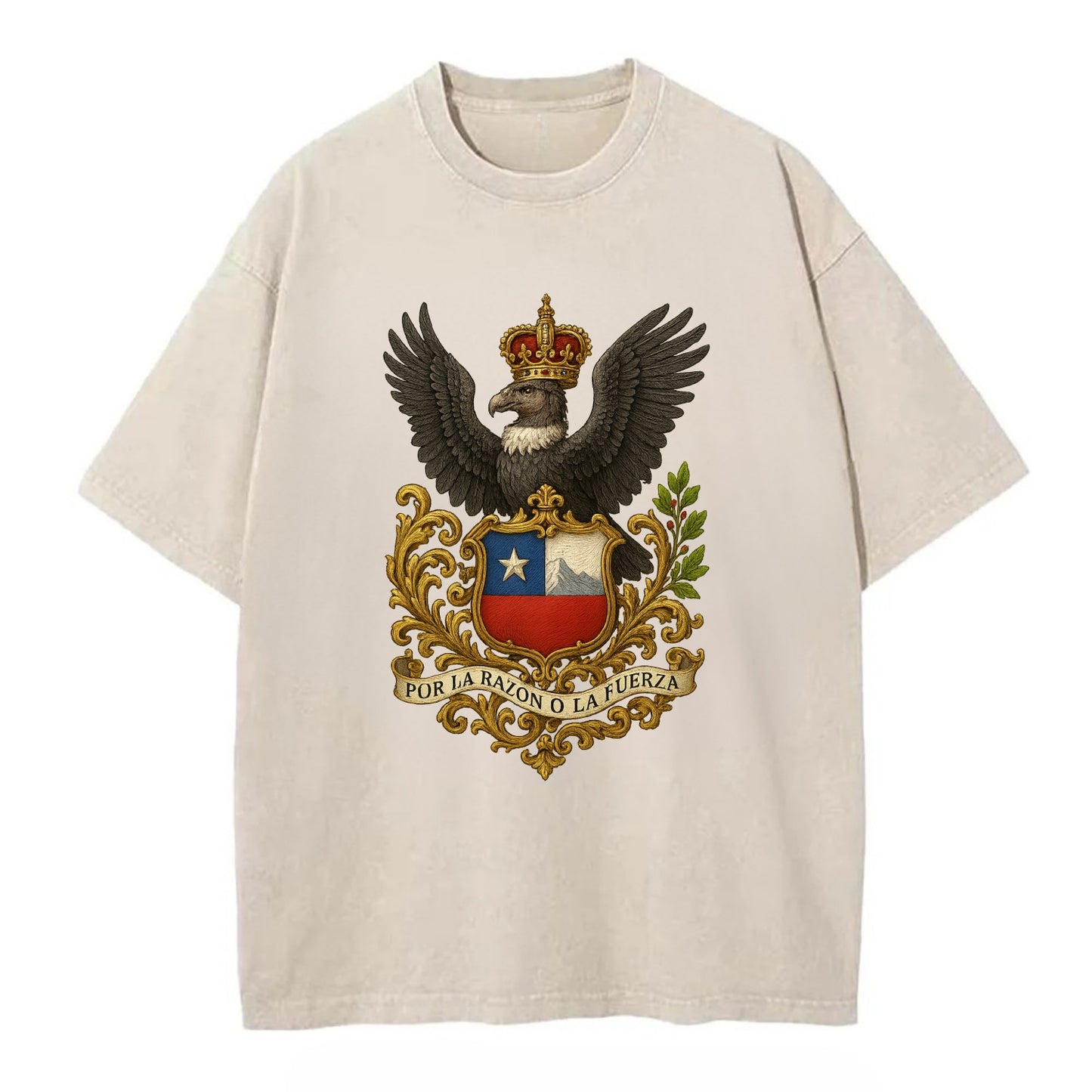 Chile Andean Condor Emblem  - Vintage T-shirt - Off White