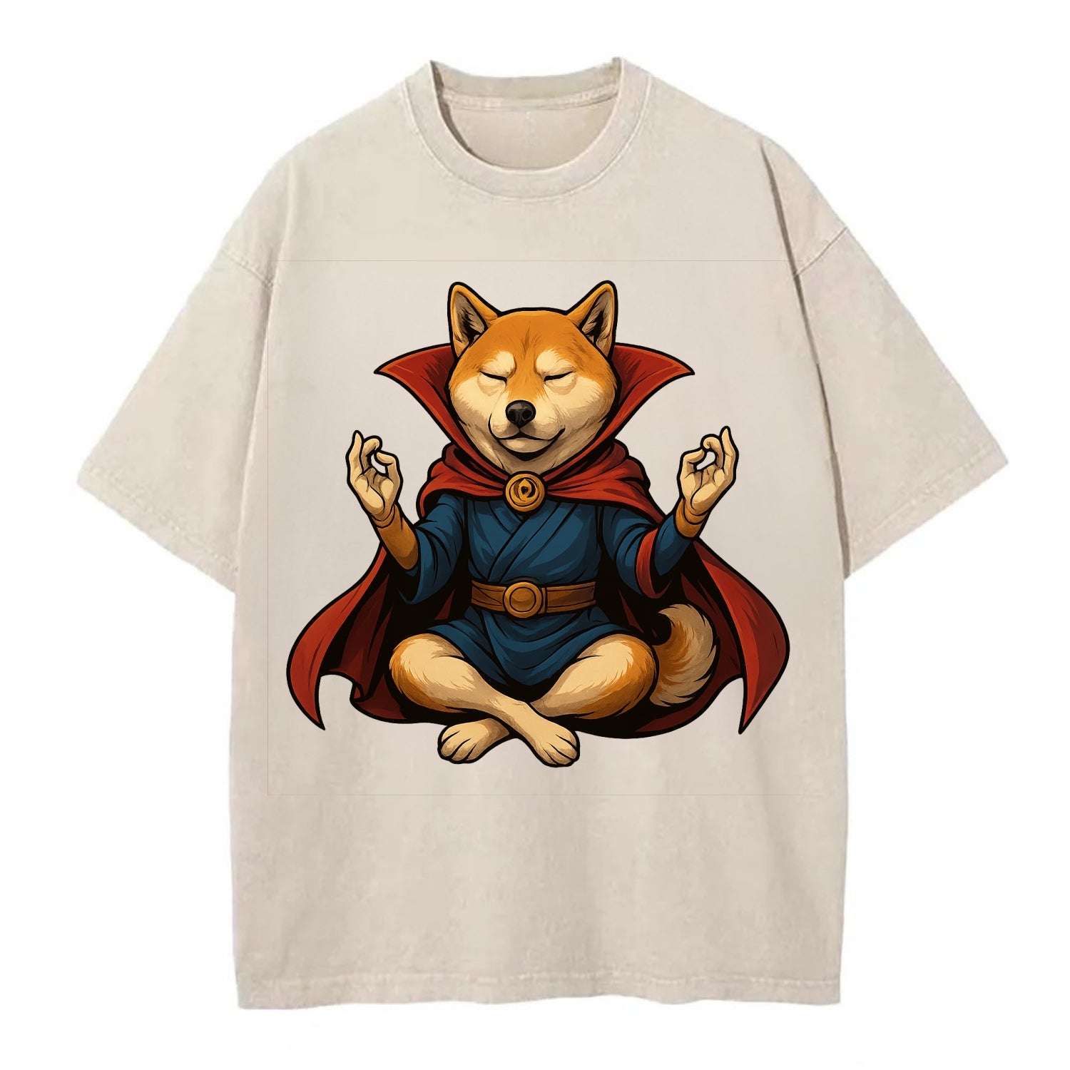 Shiba Inu Doctor Strange  - Vintage T-shirt - Off White