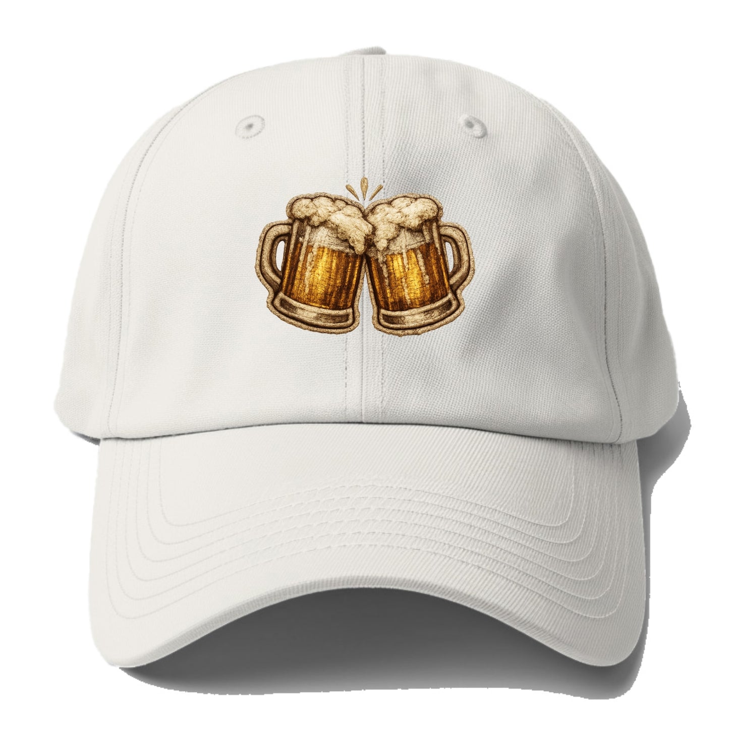 BEER MUG CHEERS - frosty beer stein in gold and amber , brewery - Baseball Cap - Off White