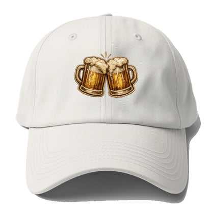 BEER MUG CHEERS - frosty beer stein in gold and amber , brewery - Baseball Cap - Off White