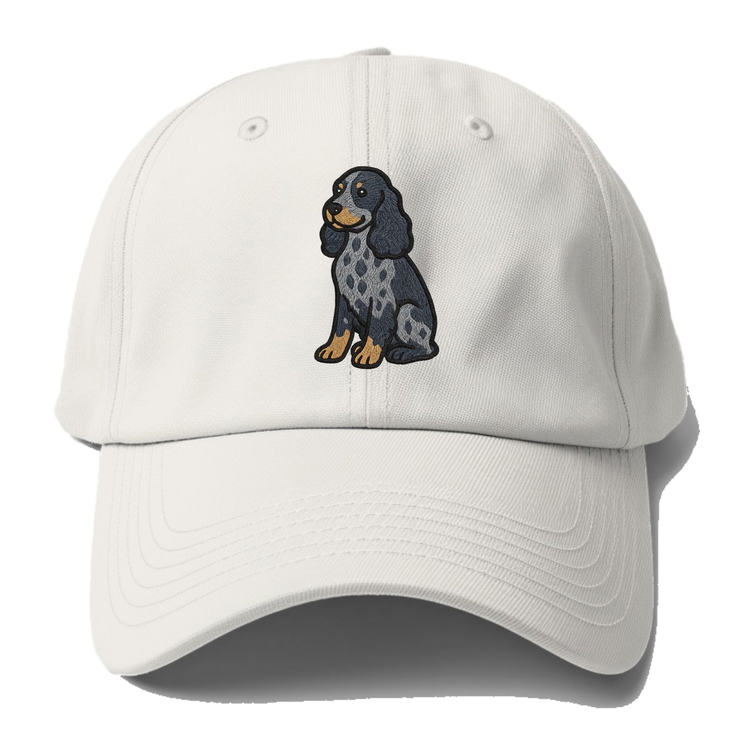 English Cocker Spaniel - Blue roan embroidered sitting pose - Baseball Cap For Big Heads - Off White
