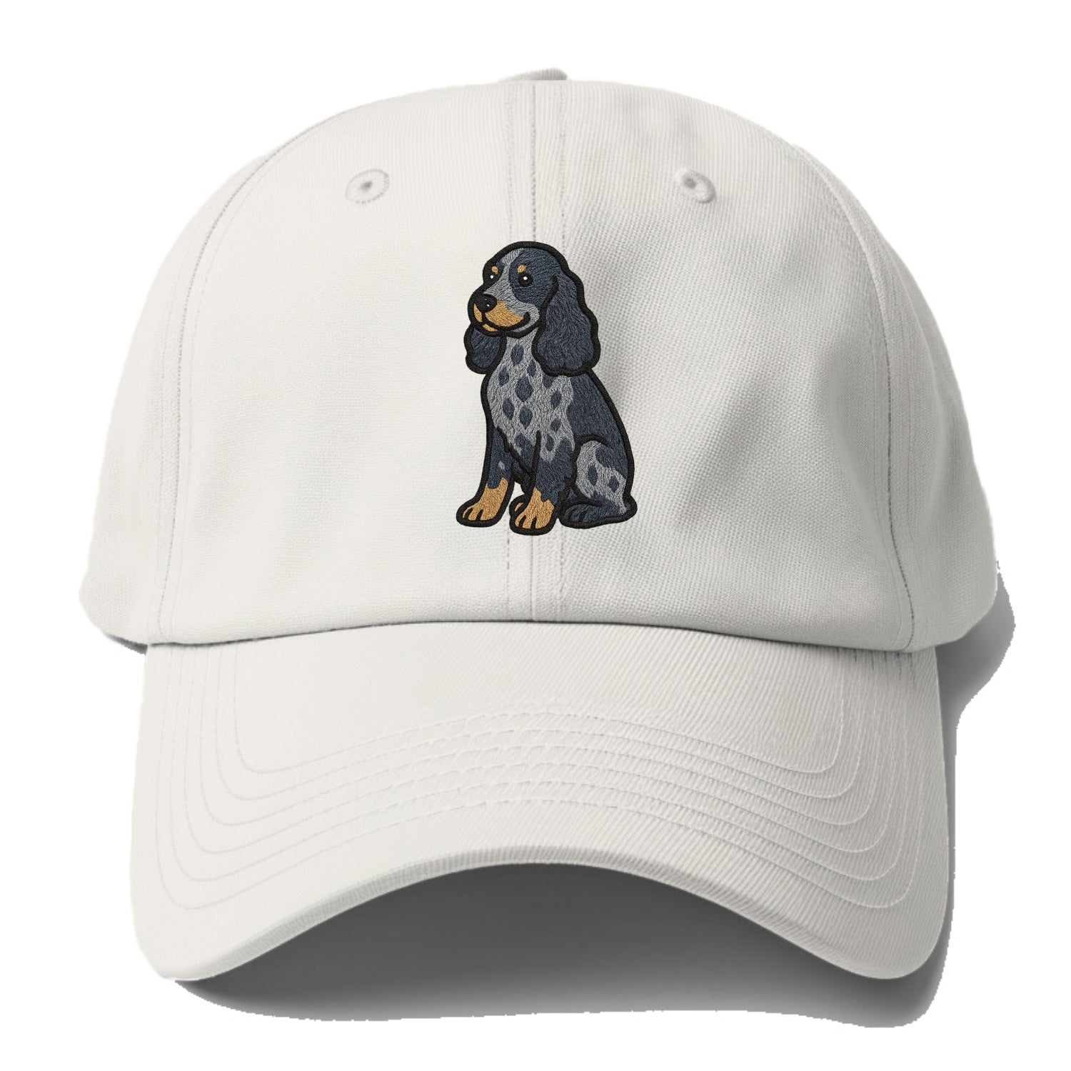 English Cocker Spaniel - Blue roan embroidered sitting pose - Baseball Cap For Big Heads - Off White