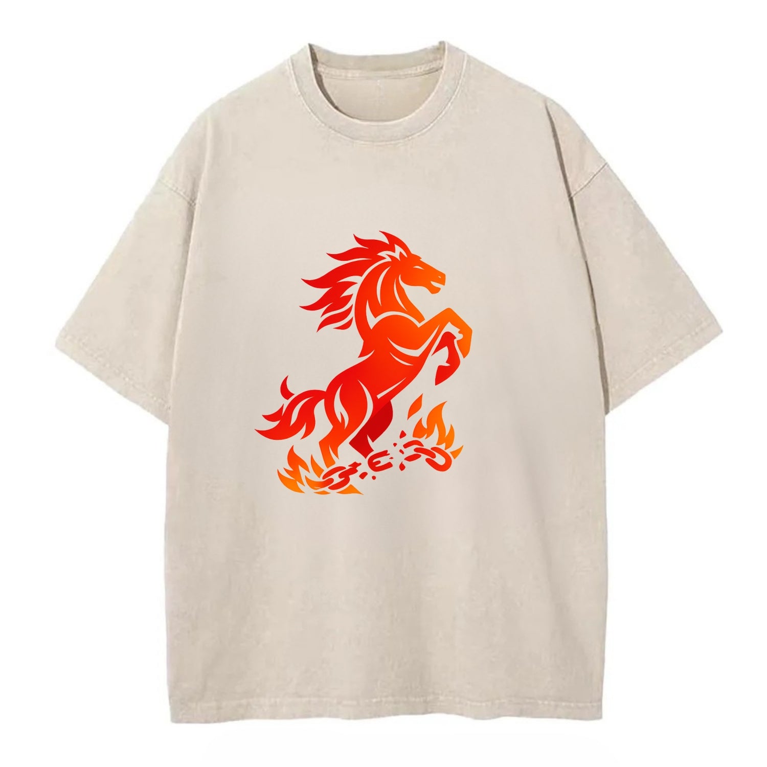 FREEDOM FLAMES | Wild horse breaking fire chains | Liberation | Barriers burned | - Vintage T-shirt - Off White