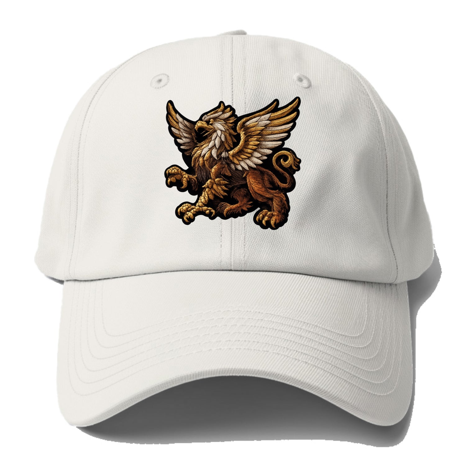 GRIFFIN BEAST - lion eagle hybrid in gold and brown , heraldic - Baseball Cap - Off White