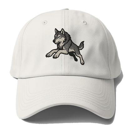 Wolf Leaping Action  - Baseball Cap - Off White