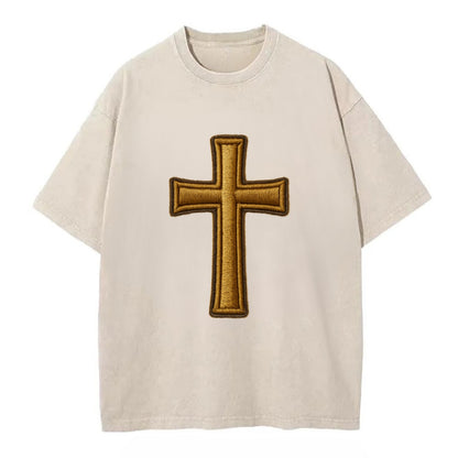 Latin Cross - Vintage T-shirt - Off White
