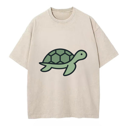 Sea Turtle - Green with shell pattern flat side profile - Vintage T-shirt - Off White