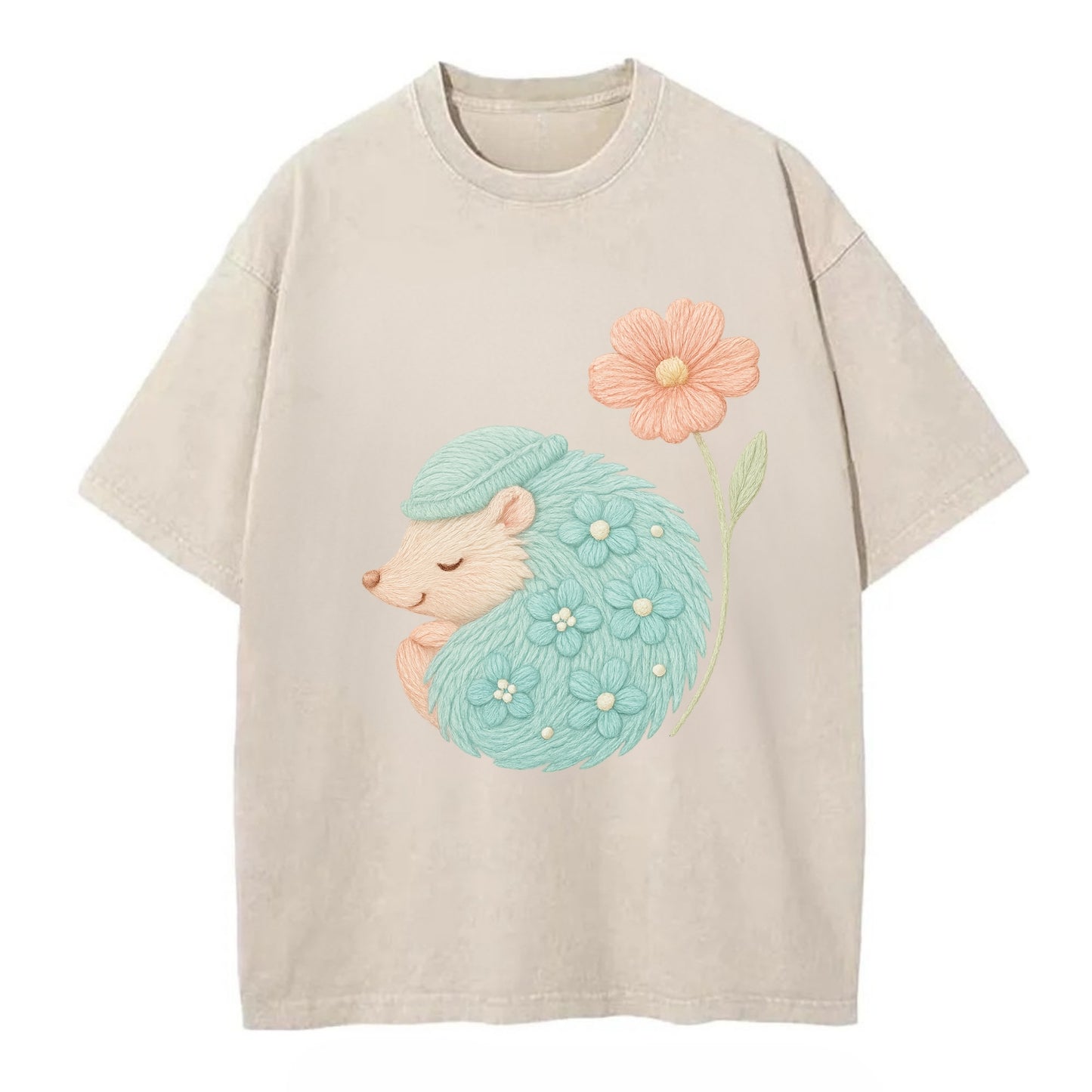 Aqua Hedgehog - Vintage T-shirt - Off White