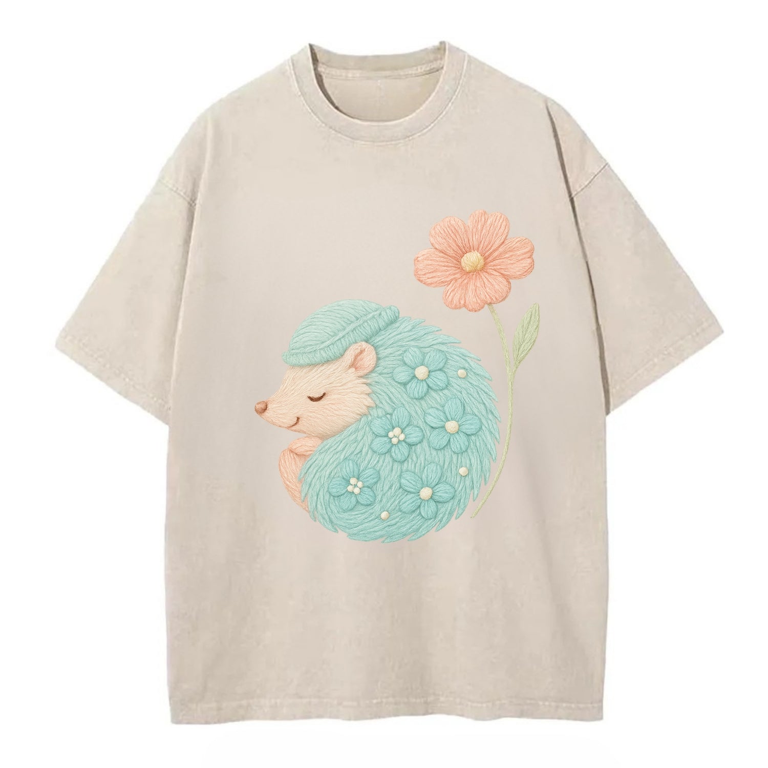Aqua Hedgehog - Vintage T-shirt - Off White