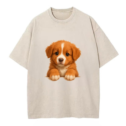 Nova Scotia Duck Tolling Retriever  - Vi - Vintage T-shirt - Off White