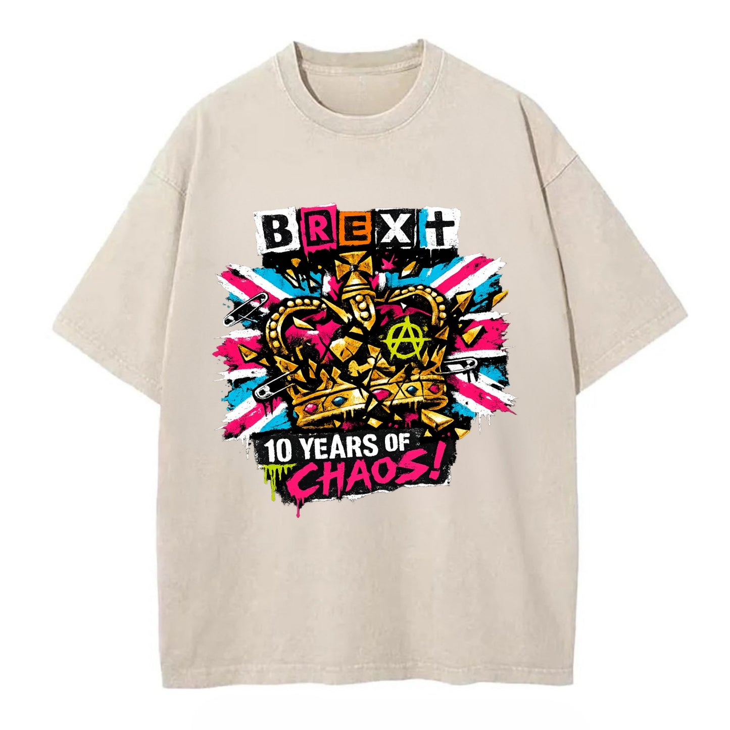 BROKEN CROWN | Shattered British crown | Gold fragments scattered | Power - Vintage T-shirt - Off White