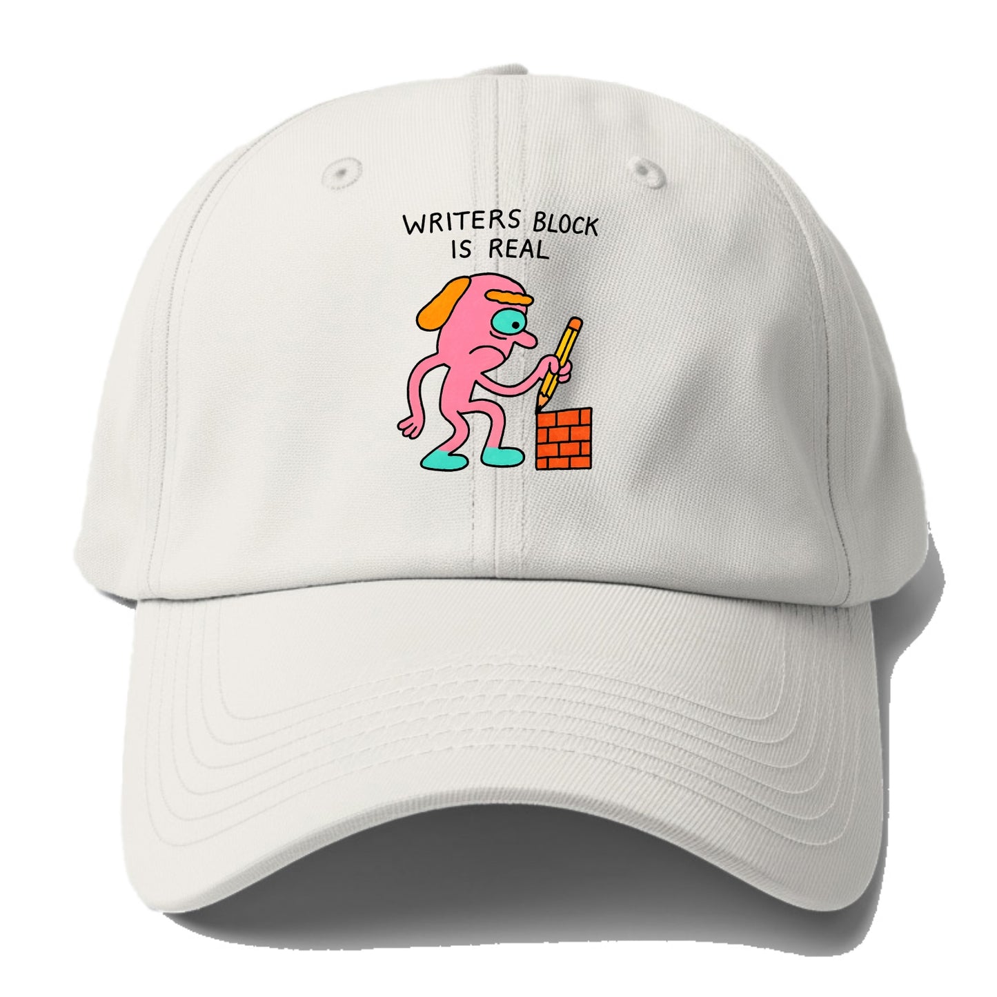 WRITERS BLOCK IS REAL | Brick wall with pencil - Baseball Cap - Off White