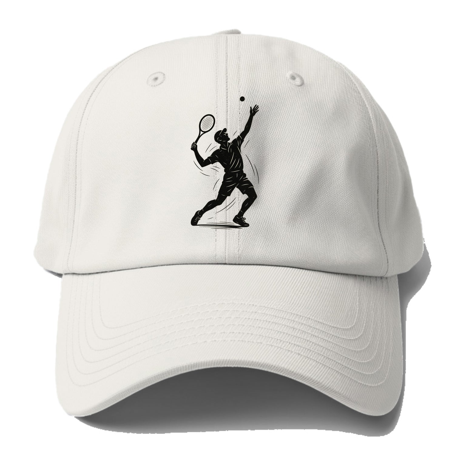 Tennis player serving with powerful form - Baseball Cap - Off White