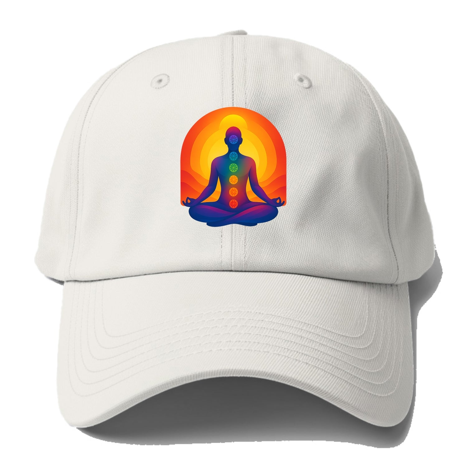 Sunset Meditation - Figure in lotus pose Baseball Cap - Off White
