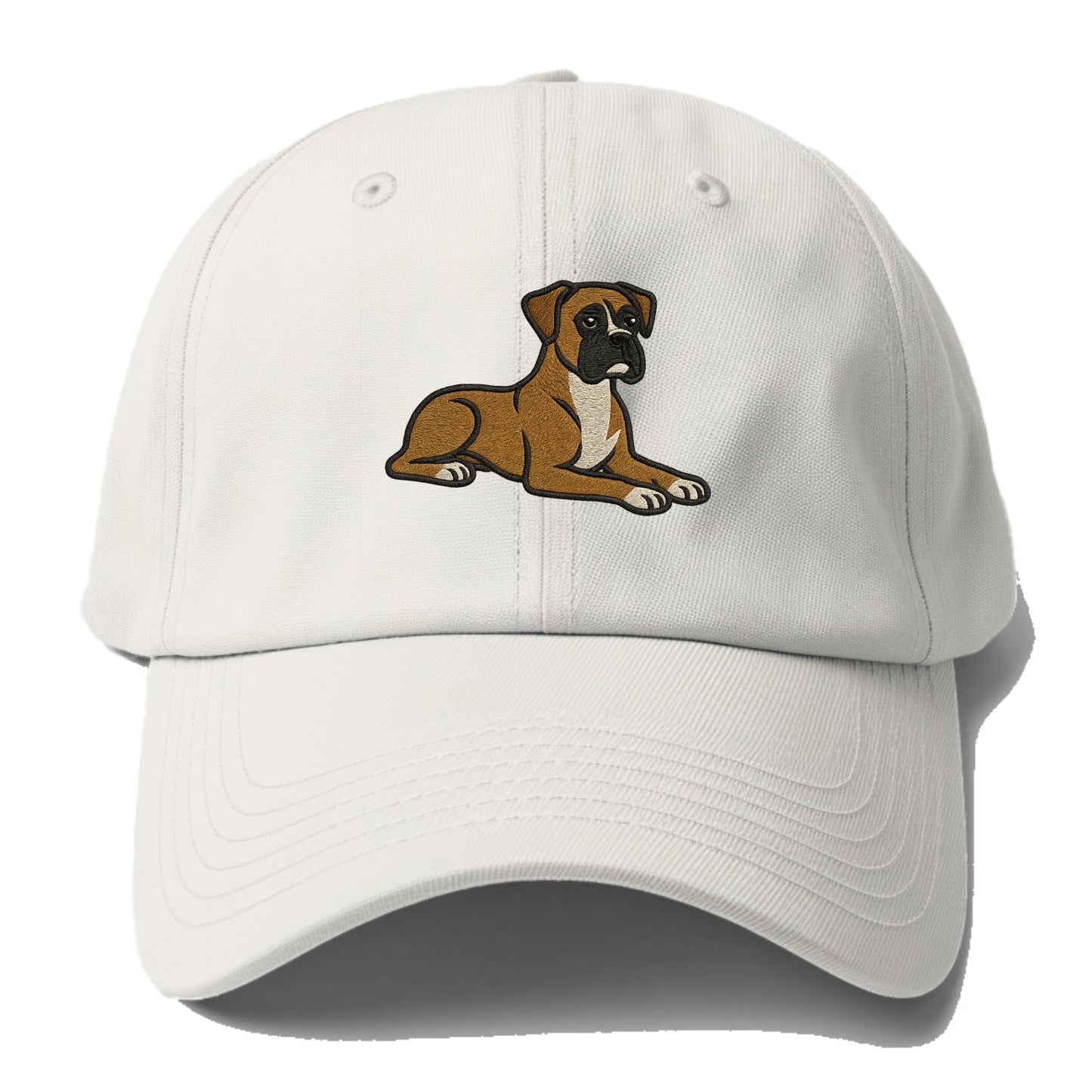 Boxer - Fawn colored relaxed lying down Baseball Cap For Big Heads - Off White