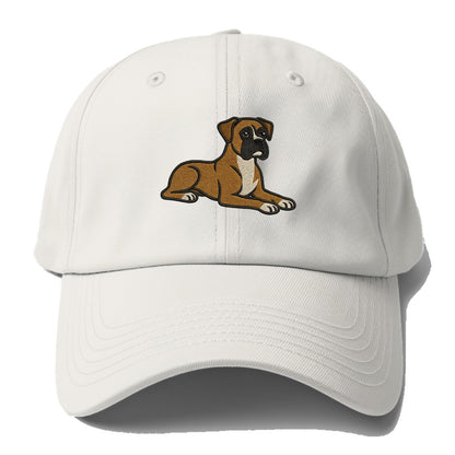 Boxer - Fawn colored relaxed lying down Baseball Cap For Big Heads - Off White