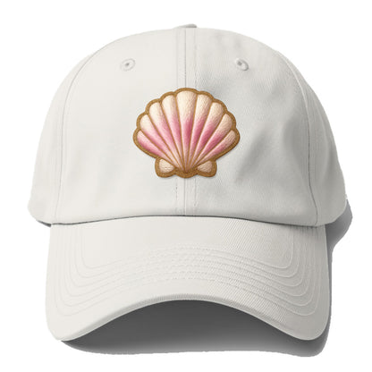 SEASHELL SCALLOP - scallop shell in cream and pink , beach - Baseball Cap - Off White
