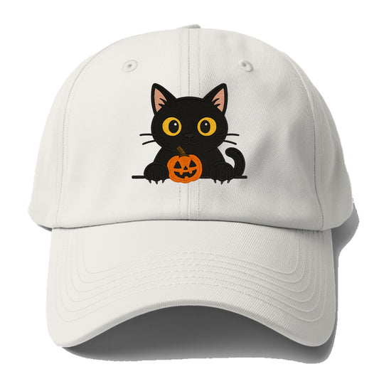 Midnight the black cat wearing round spectacles while studying the - Baseball Cap For Big Heads - Off White