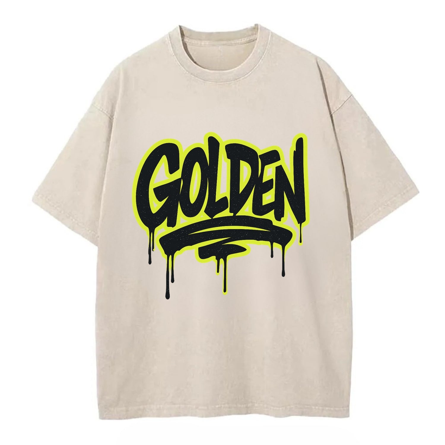 Bold typography design - "GOLDEN" - precious, valuable, excellent - Vintage T-shirt - Off White